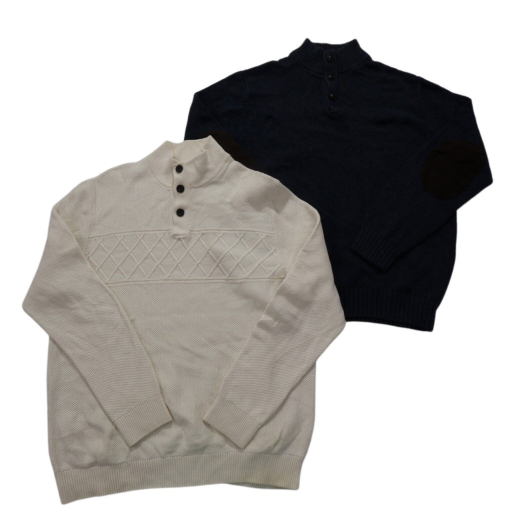 古着卸 まとめ売り チャップス CHAPS セーター 6枚セット (メンズ L ) エルボーパッチ ハーフボタン ハーフジップ NC3229 1円スタート_画像2