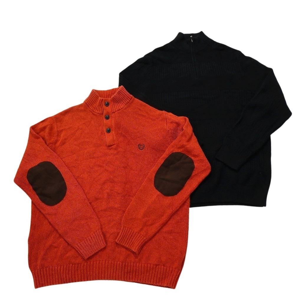 古着卸 まとめ売り チャップス CHAPS セーター 6枚セット (メンズ L ) エルボーパッチ ハーフボタン ハーフジップ NC3229 1円スタート_画像5
