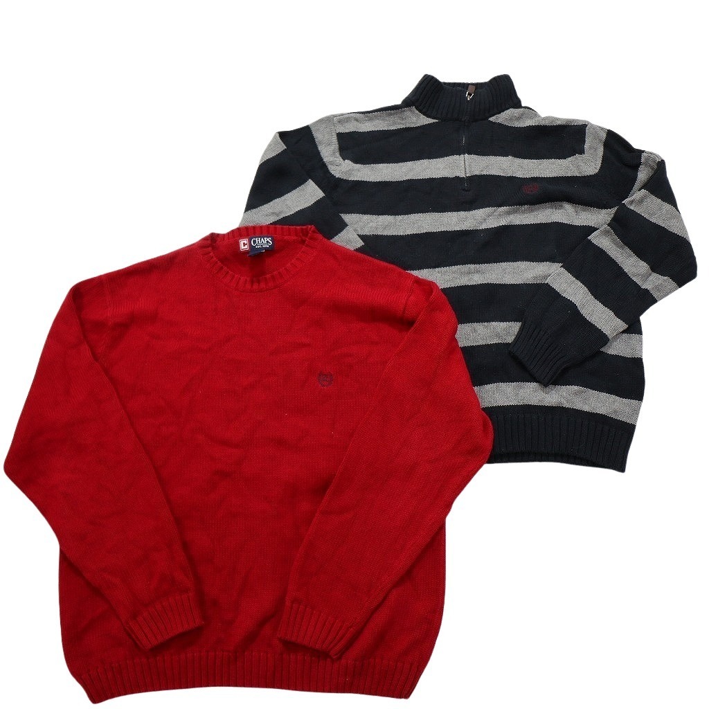 古着卸 まとめ売り チャップス CHAPS セーター 6枚セット (メンズ L ) ボーダー ハーフジップ クルーネック 中古 古着 NC3227 1円スタート_画像5