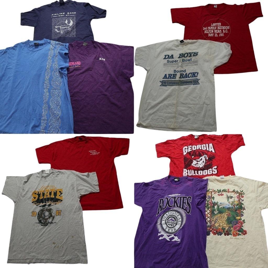 古着卸 まとめ売り 〜90s　シングルステッチ オールド 半袖Tシャツ 10枚セット (メンズ XL ) ラッセル アニマル NC3728 1円スタート_画像1