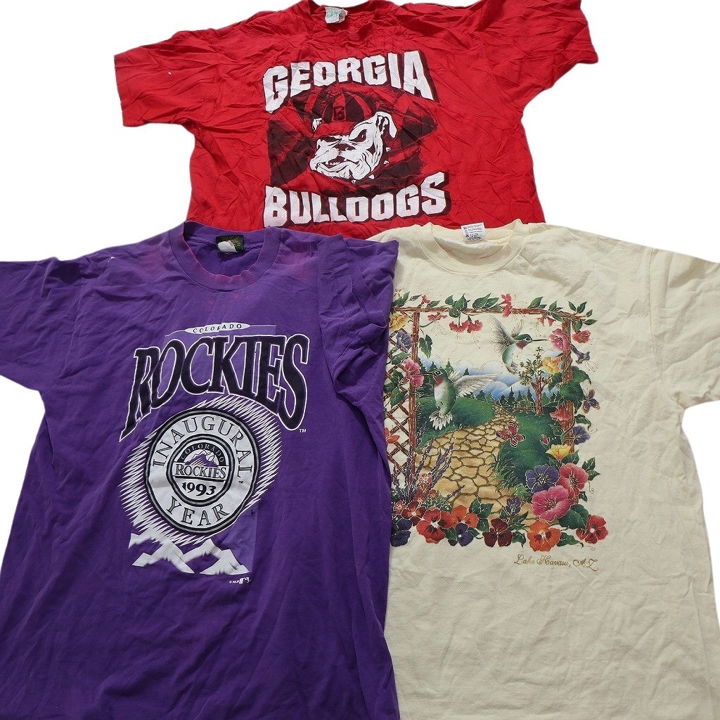 古着卸 まとめ売り 〜90s　シングルステッチ オールド 半袖Tシャツ 10枚セット (メンズ XL ) ラッセル アニマル NC3728 1円スタート_画像4