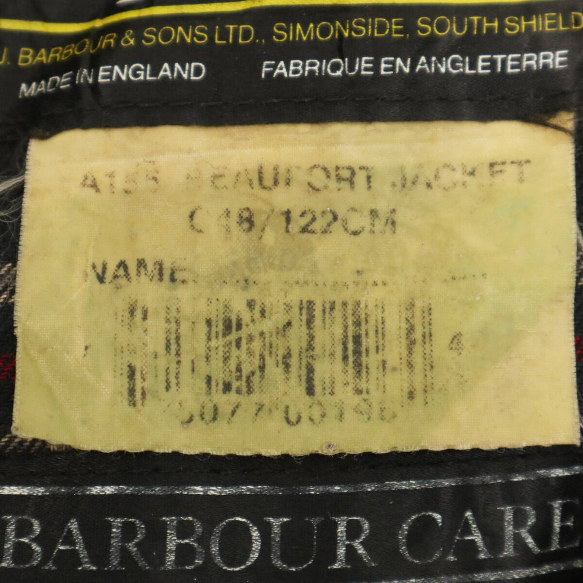 90年代 イングランド制 Barbour バブアー BEAUFORT ビューフォート オイルドジャケット ネイビー（メンズ C48/122cm）中古 古著 A4575