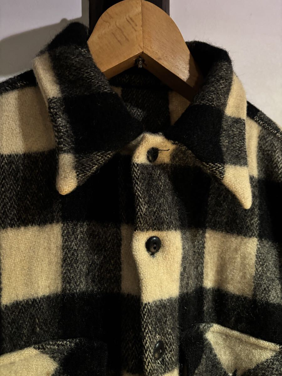50年代 ヴィンテージ ウールシャツ バッファローチェック ネルシャツ XLサイズ_画像2