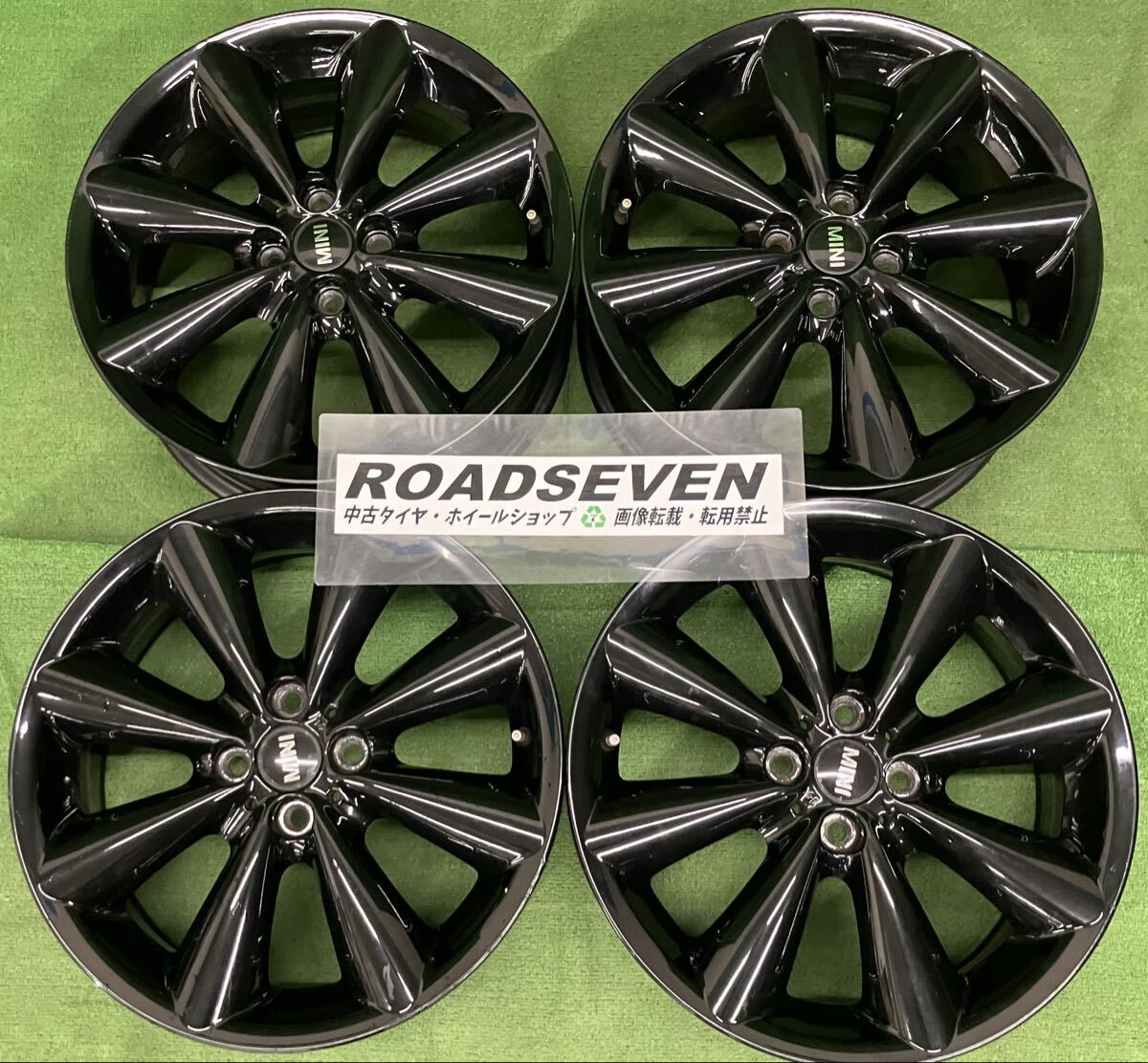 ◯MINI ミニ 純正 17インチ★17×7J +48 4H PCD100 ハブ径 約56mm 4本セット 中古アルミホイール 歪み有り ジャンク品★送料無料_画像1