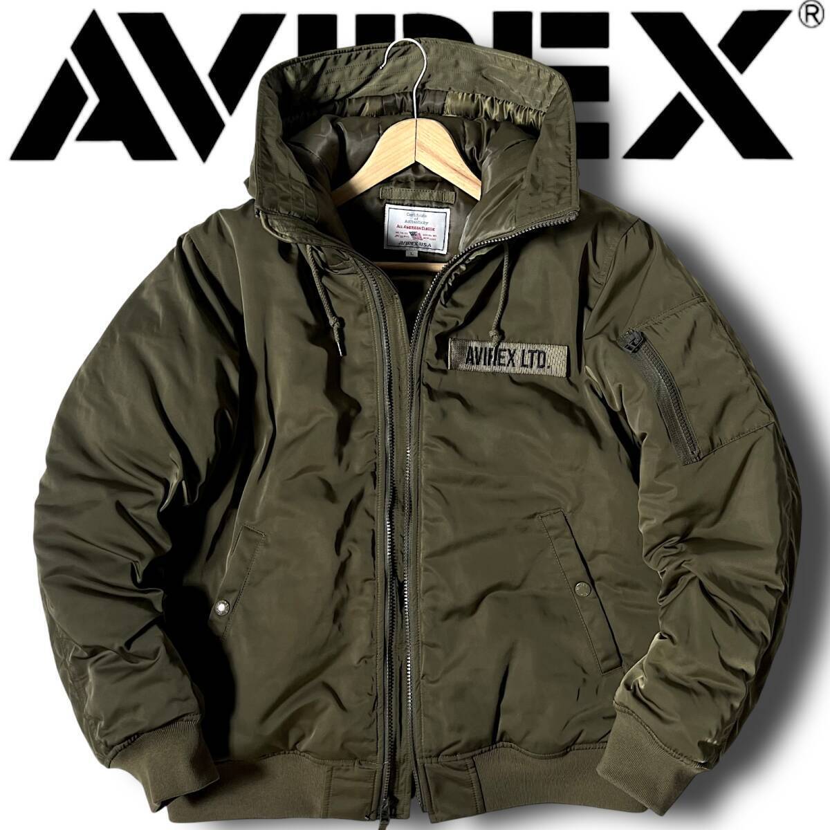 新品 AVIREX アヴィレックス 撥水防寒保温 高耐久ポリタフタ 中綿入りエコダウン フライトジャケット ブルゾン 2XL 秋冬 ミリタリー◆B8515_画像1
