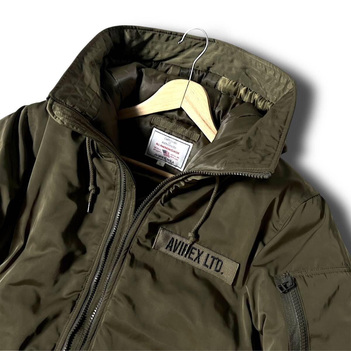 新品 AVIREX アヴィレックス 撥水防寒保温 高耐久ポリタフタ 中綿入りエコダウン フライトジャケット ブルゾン 2XL 秋冬 ミリタリー◆B8515_画像5