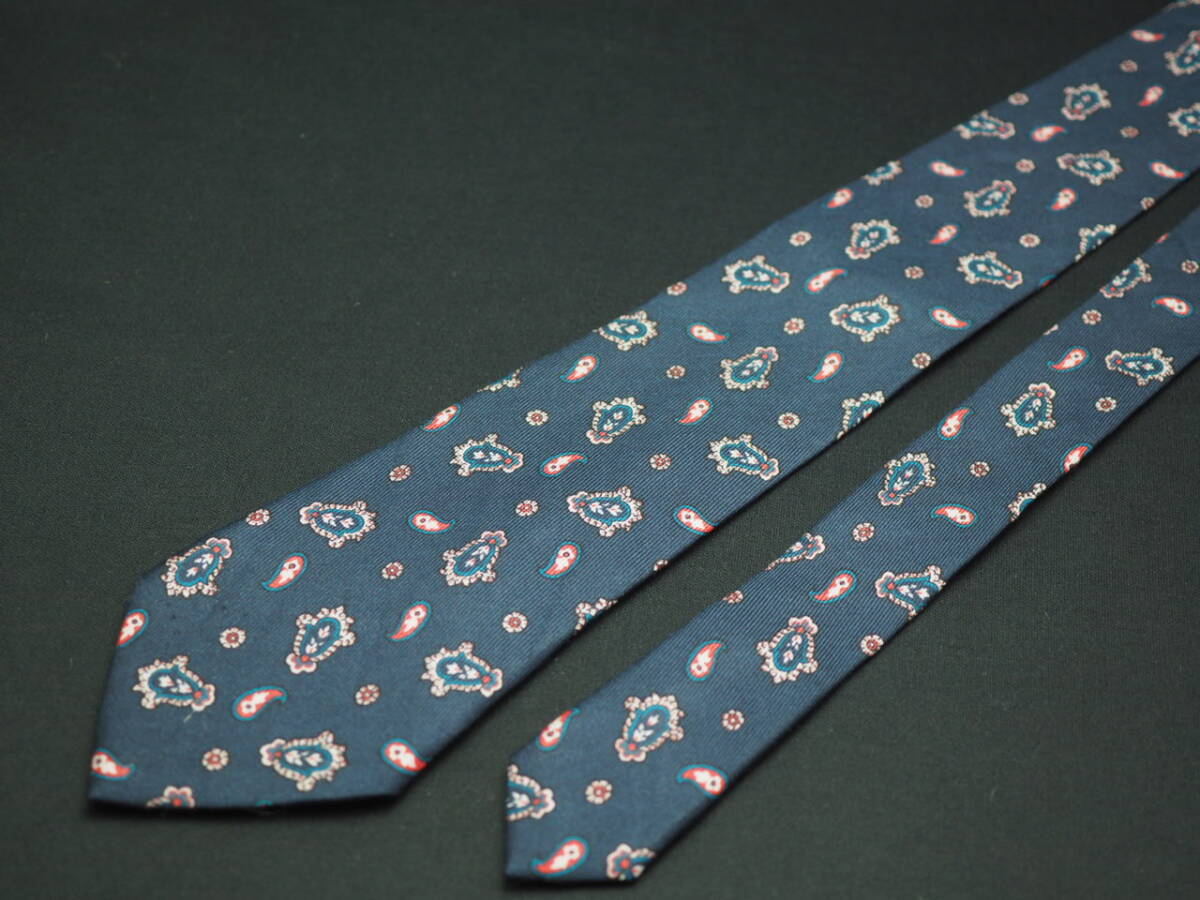 美品【ETRO エトロ】 F2568 ペイズリー ネイビー系 SILK ブランド ネクタイ 古著 良品 転売 仕入