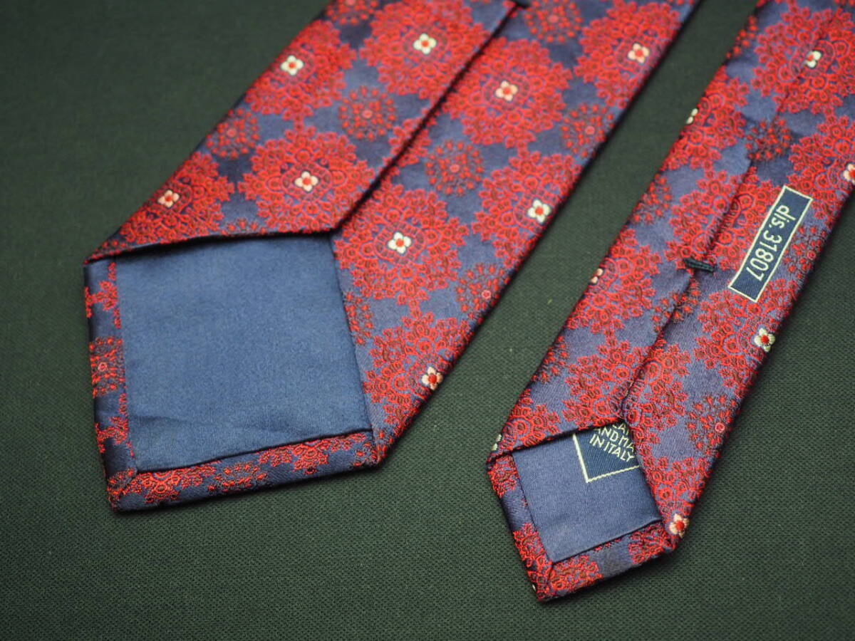 【Broni ブリオーニ】 F2694 赤 ネイビー系 SILK ブランド ネクタイ 古着 良品 転売 仕入_画像8