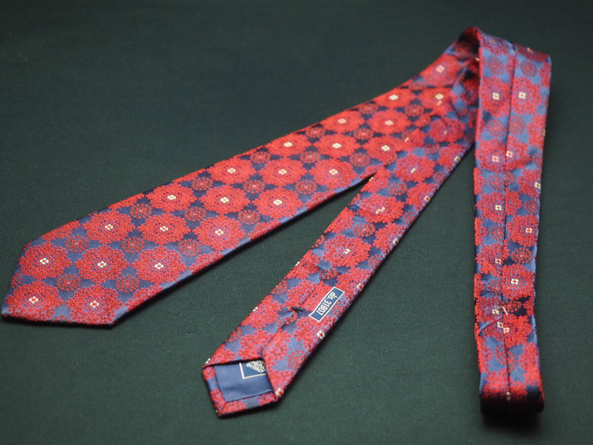 【Broni ブリオーニ】 F2694 赤 ネイビー系 SILK ブランド ネクタイ 古着 良品 転売 仕入_画像9