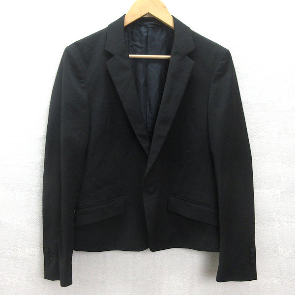 H■シップス/SHIPS JET BLUE 1Bテーラードジャケット ショート丈【M】黒/MENS■33【中古】_画像1