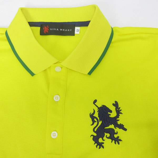 D■ビバハート/VIVA HEART 半袖ドライポロシャツ/ゴルフ【52】黄/MENS■70【中古】_画像2