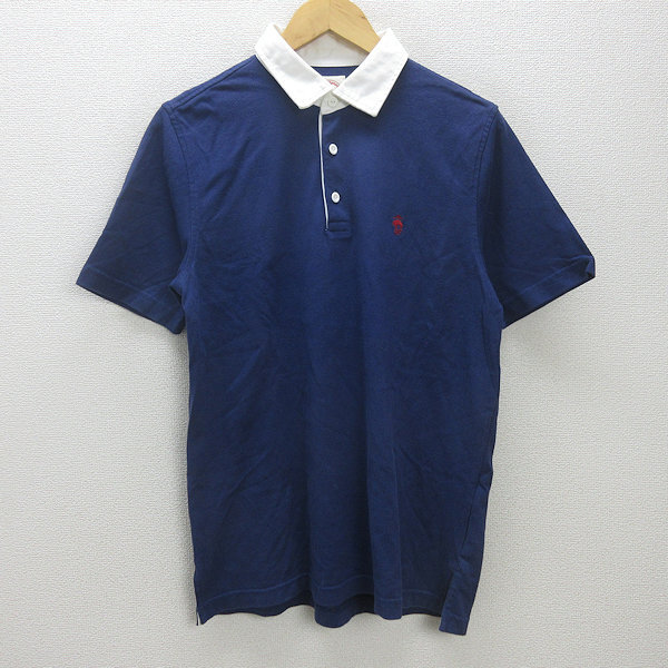 G# Brooks Brothers /BROCKS BROTHERS рубашка-поло с коротким рукавом / хлопок [S] фиолетовый /men's/41[ б/у ]#