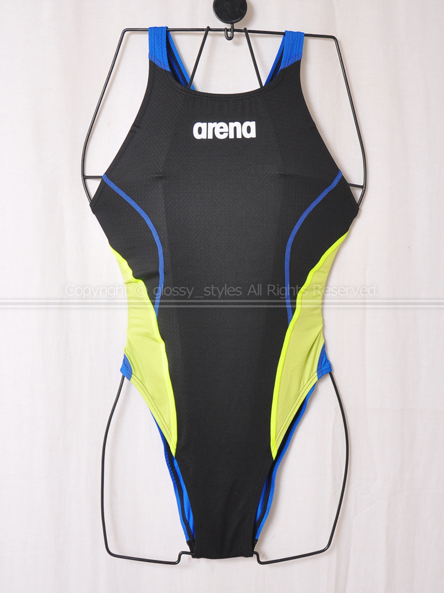 K2072-03■美品 arena アリーナ AQUA XTREME リミックタイプロウ 競泳水着 ARN-1025WL BKYL O_画像1