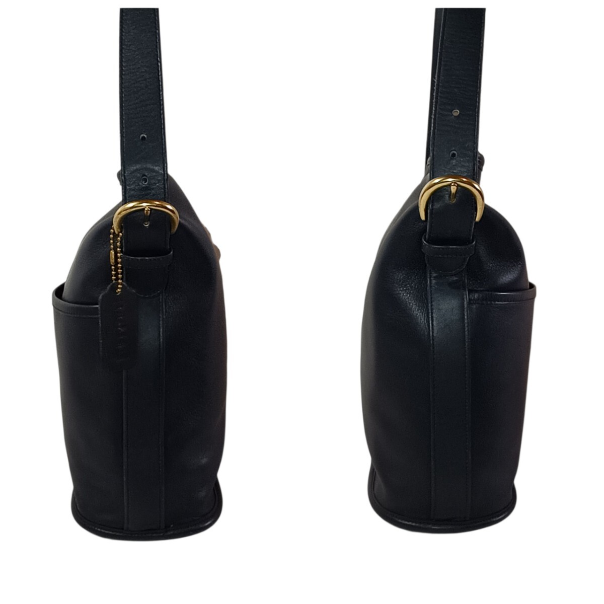 【美品】 正規品 オールドコーチ ショルダーバッグ 黒 ブラック レザー 鞄 革 斜めかけ ポシェット 男女兼用 冠婚葬祭 フォーマル 肩掛け_画像7