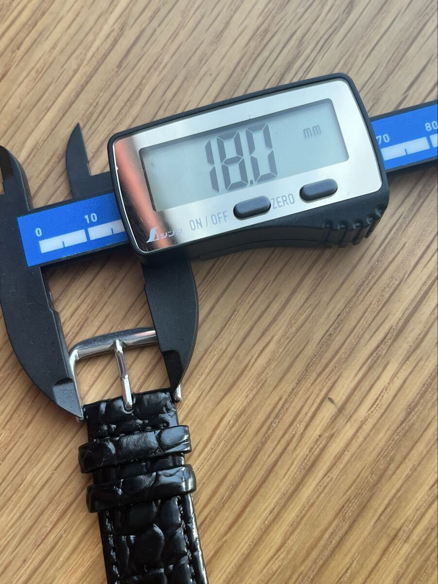 クロコ　ワニ調　レザーベルト　メンズ腕時計用　20mm ブラック　黒色_画像6