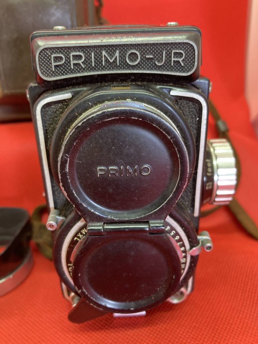 PRIMO-JR プリモ 二眼カメラ 283217 Topcor 1:2.8 f=6cm ブラウン レザー ハードケース付き 動作未確認 現状品_画像3