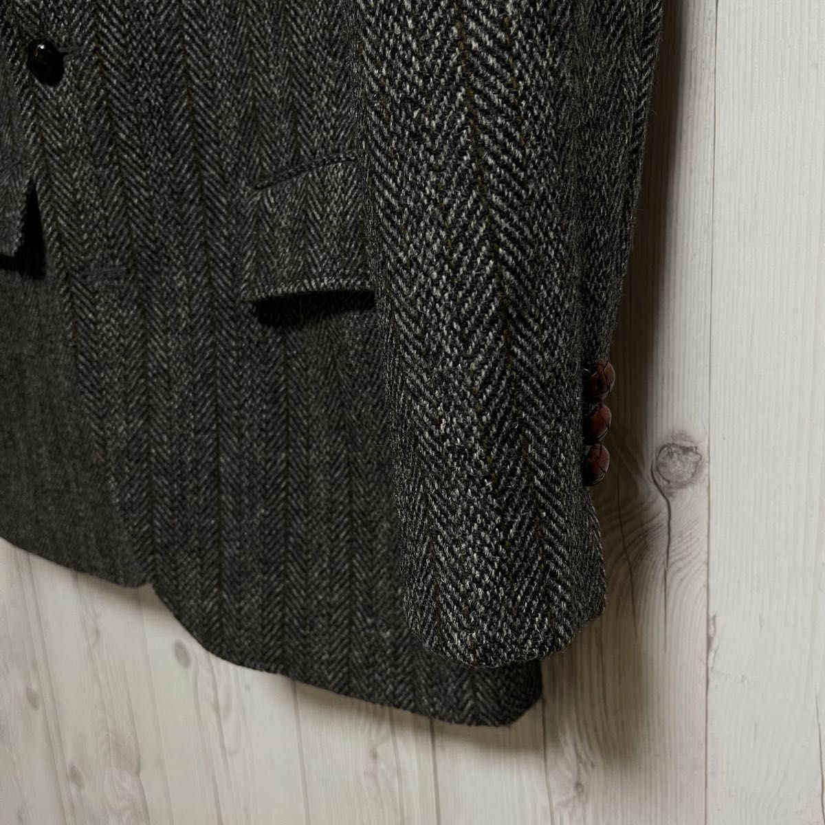 Harris Tweed ハリスツイード　テーラードジャケット グレー　管理番号付　USA WOOL ブレザー　上着　ウール　目安メンズL〜XL相当_画像5