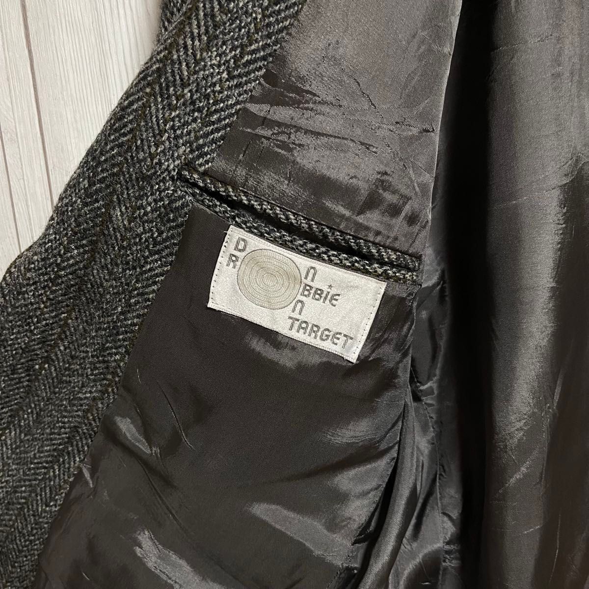 Harris Tweed ハリスツイード　テーラードジャケット グレー　管理番号付　USA WOOL ブレザー　上着　ウール　目安メンズL〜XL相当_画像7