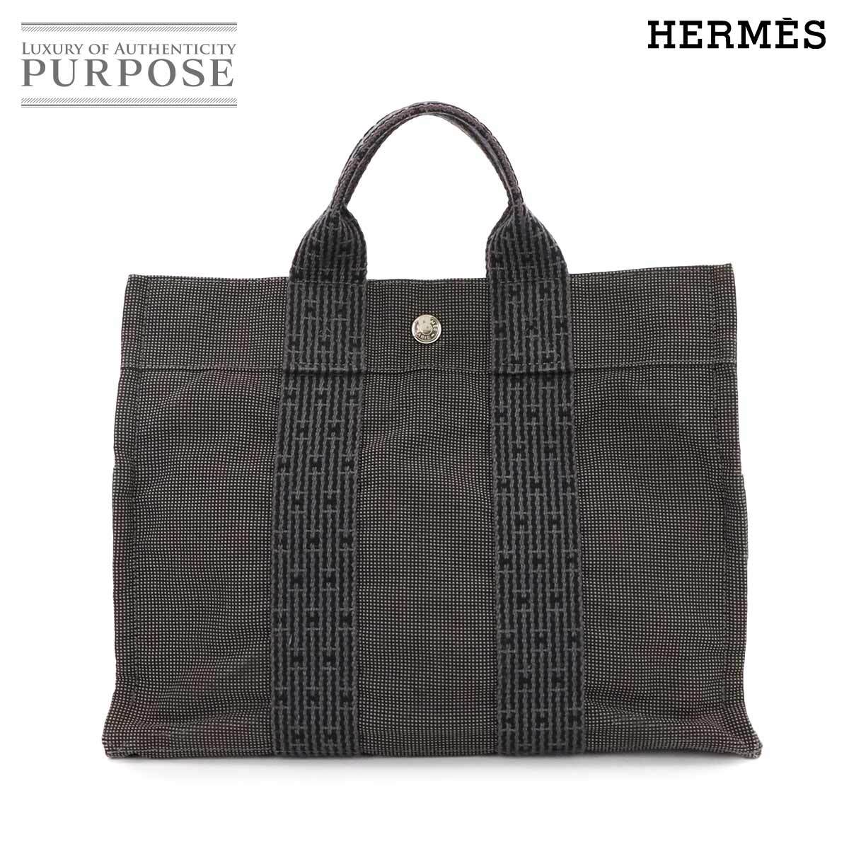 エルメス HERMES エールライン トート PM バッグ キャンバス グレー シルバー 金具 Herline tote PM 90296023_画像1
