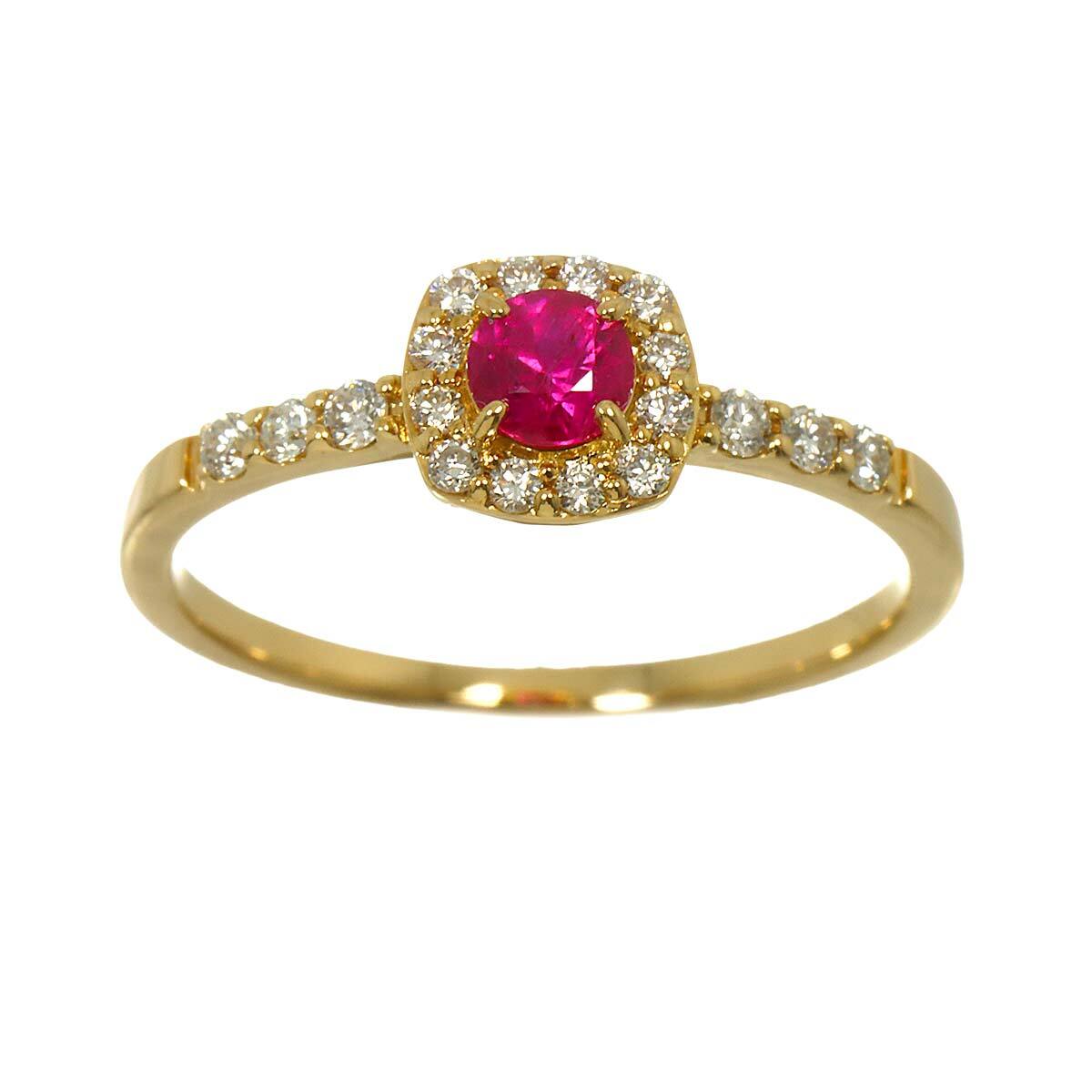 リング 12号 ルビー 0.26ct ダイヤ 0.19ct K18 YG イエローゴールド 750 指輪 Ruby Ring 90298305_画像2
