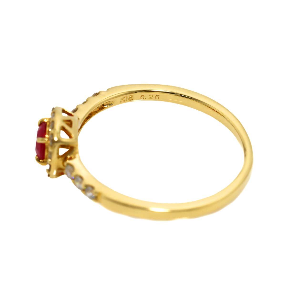 リング 12号 ルビー 0.26ct ダイヤ 0.19ct K18 YG イエローゴールド 750 指輪 Ruby Ring 90298305_画像4