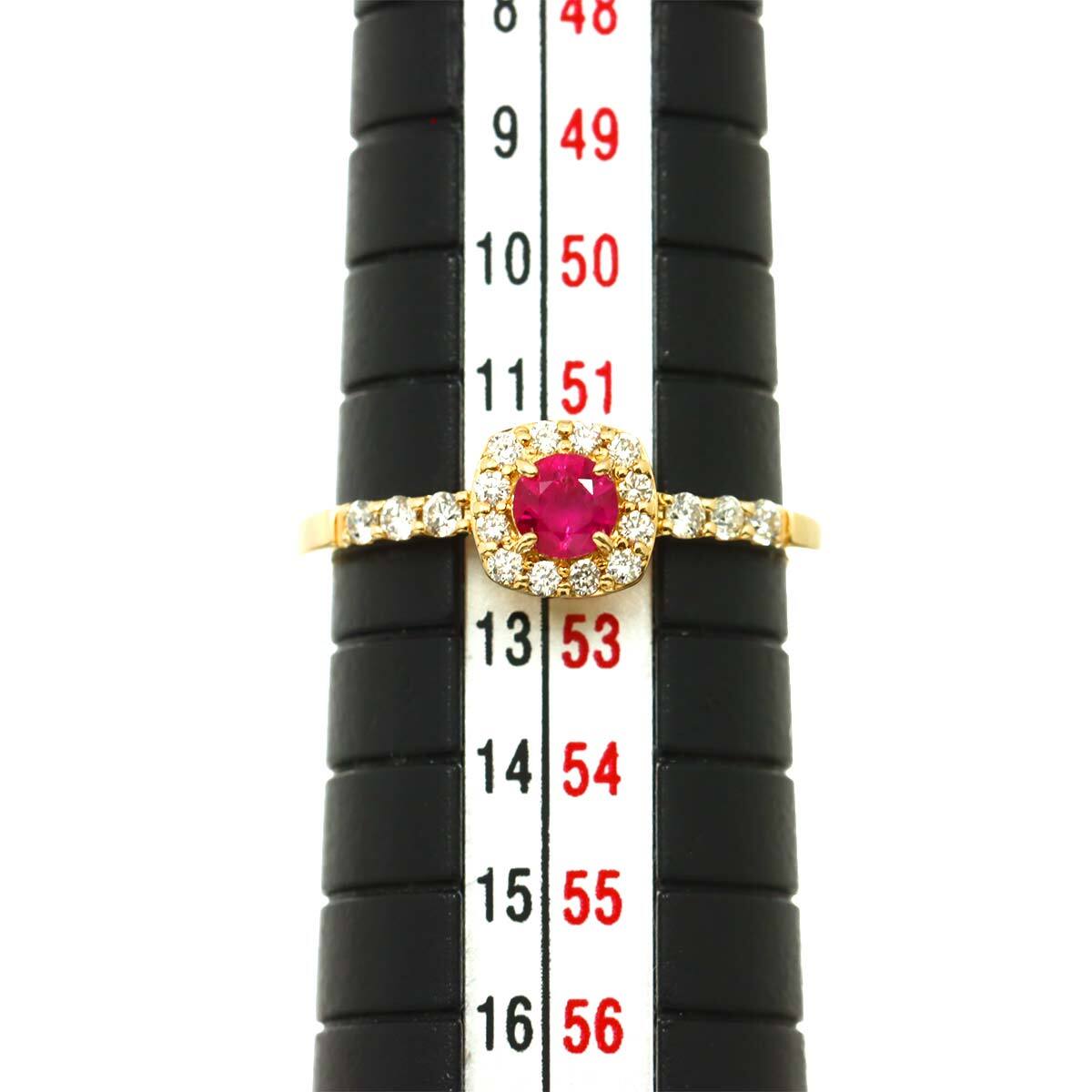 リング 12号 ルビー 0.26ct ダイヤ 0.19ct K18 YG イエローゴールド 750 指輪 Ruby Ring 90298305_画像7