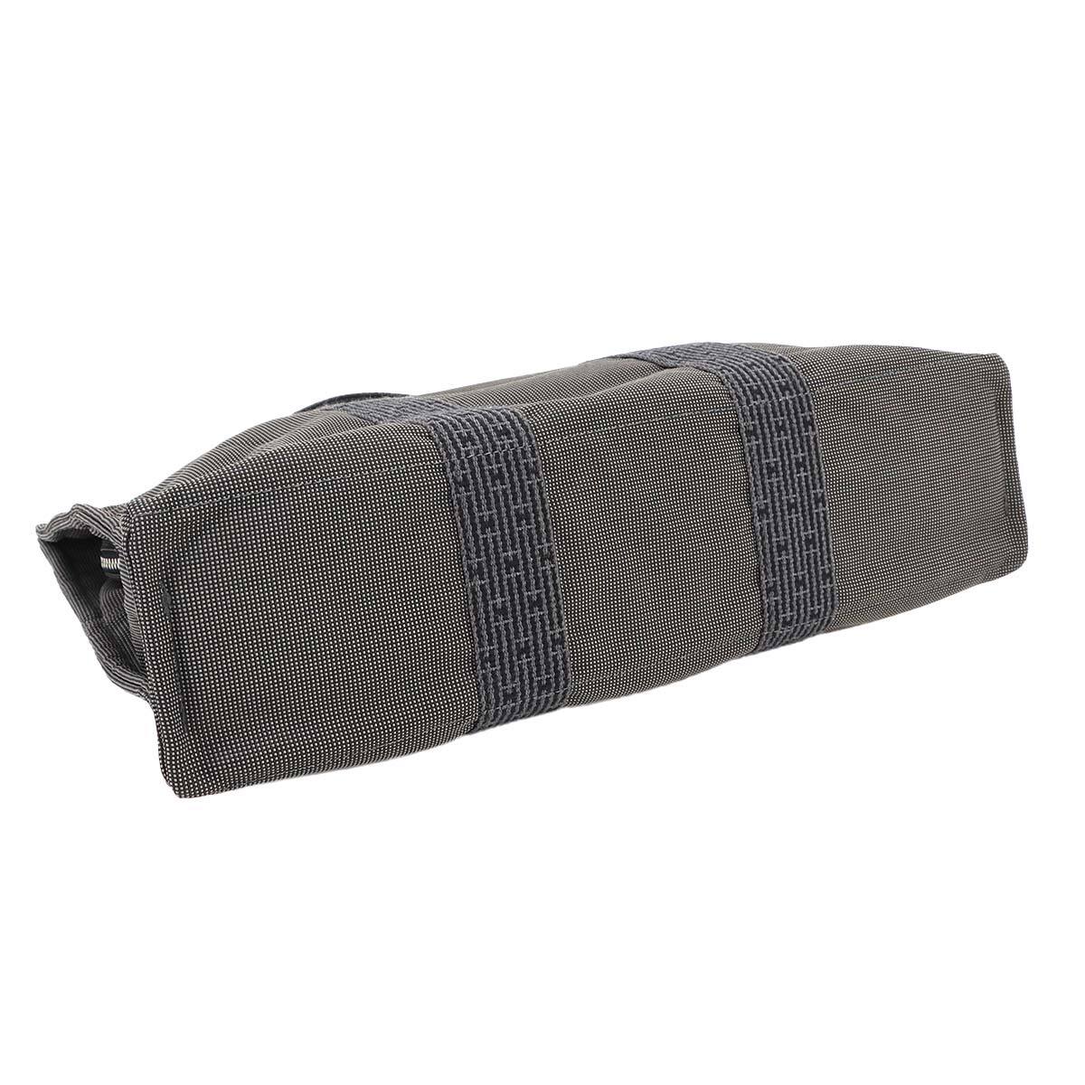 新品同様 エルメス HERMES エールライン MM トート バッグ キャンバス グレー シルバー 金具 Herline Tote MM 90297491_画像4