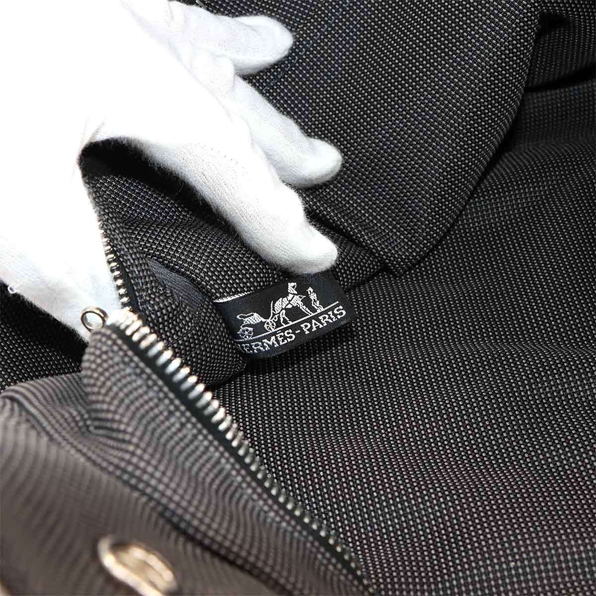 新品同様 エルメス HERMES エールライン MM トート バッグ キャンバス グレー シルバー 金具 Herline Tote MM 90297491_画像7