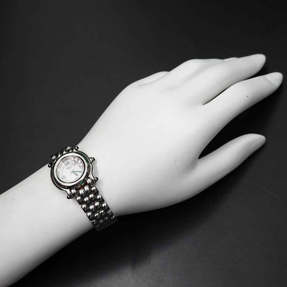ショパール Chopard ハッピースポーツ 27/8250 23 レディース 腕時計 5P ダイヤ ホワイト クォーツ ウォッチ Happy sports 90296666_画像3