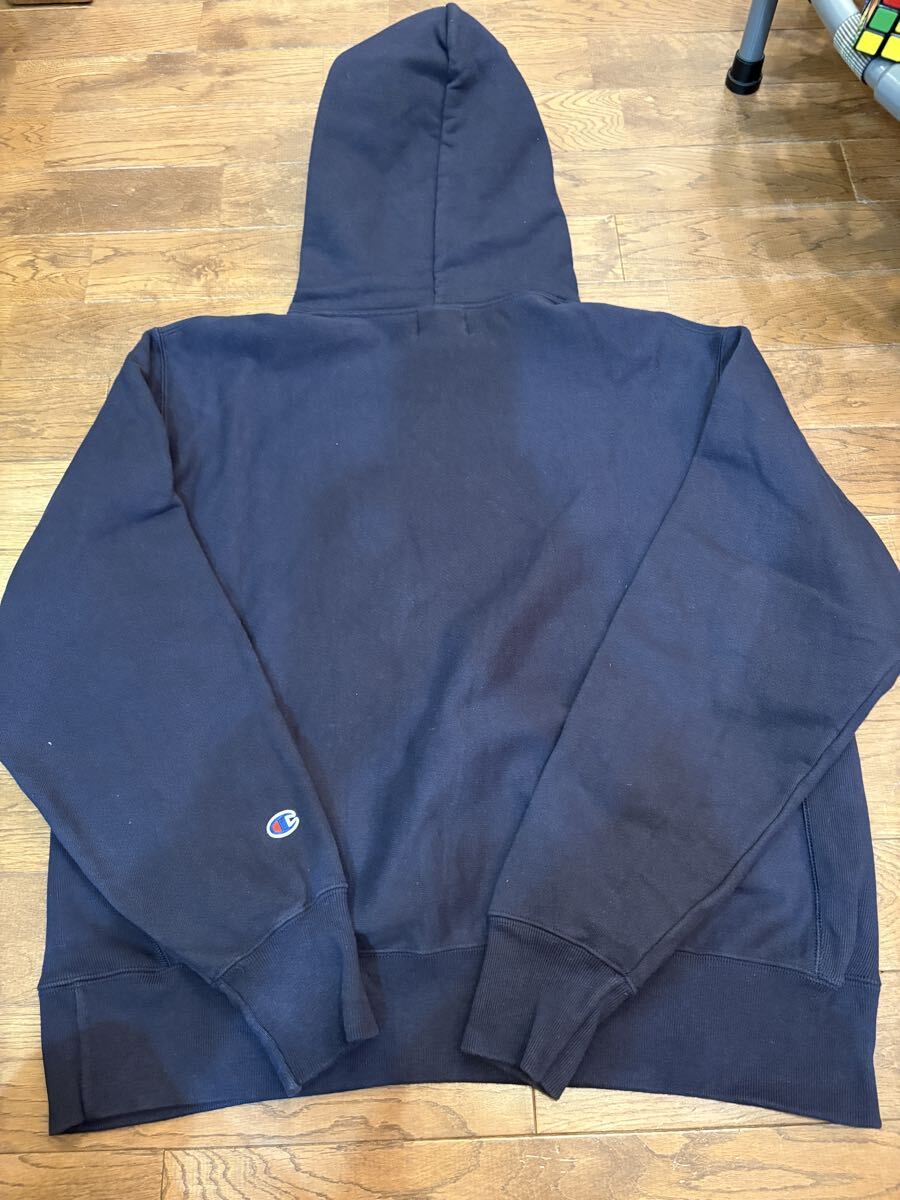【美品】CALIFOLKS × champion REVERSE WEAVE スウェットパーカー カリフォークス チャンピオン リバースウィーブ ネイビー NAVY 逆_画像2