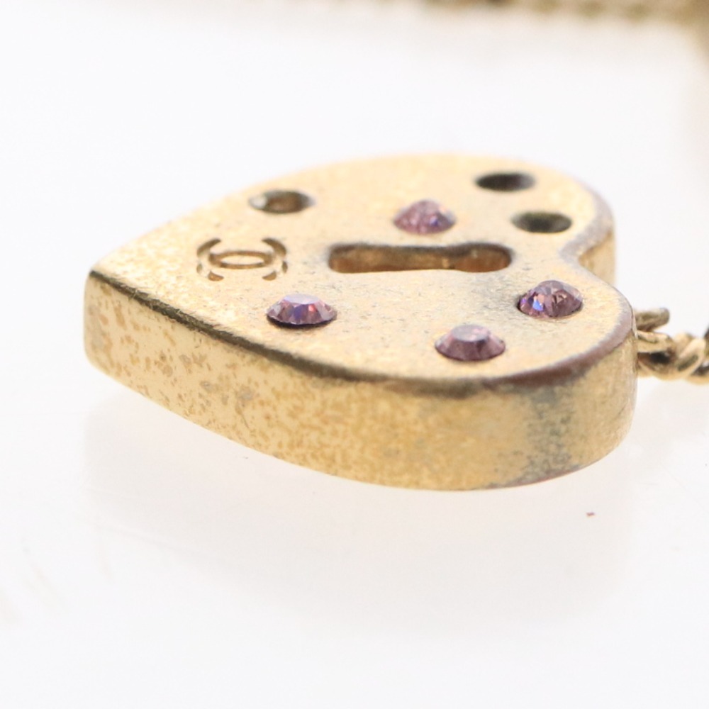 ■ シャネル ブレスレット アクセサリー 02P ココマーク ハート キー 鍵 ラインストーン イタリア製 重量7g ゴールド_画像6