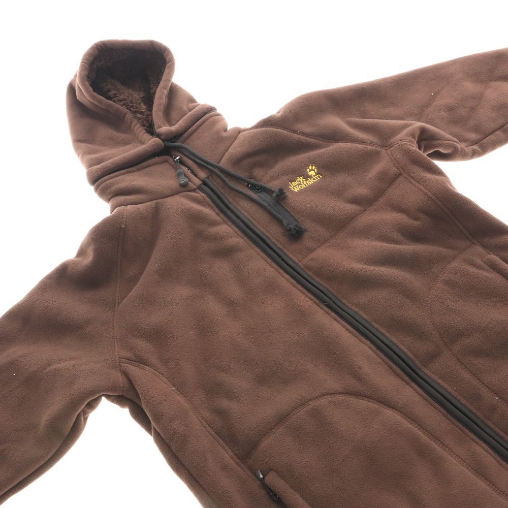 ■ ジャックウルフスキン パーカー アウター ジップアップ フリース メンズ L ブラウン_画像3