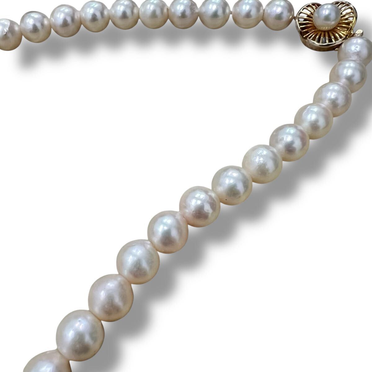 Y【ITN7TCQ8ARUO】K14YG 本真珠 パール ネックレス 8.5-9.0mm 51.9g_画像3