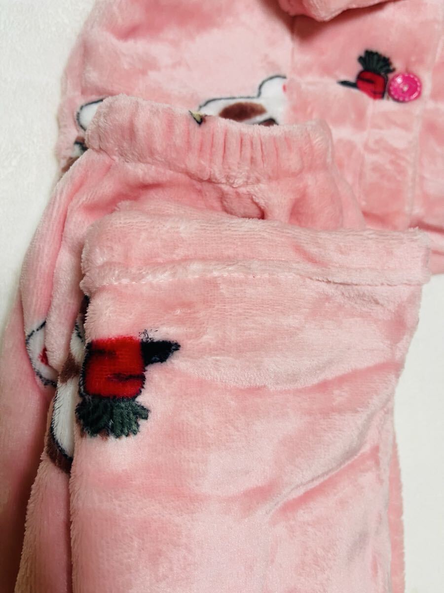 子供 冬ふわふわ冬パジャマ 兎 ピンク色 100サイズ_画像4