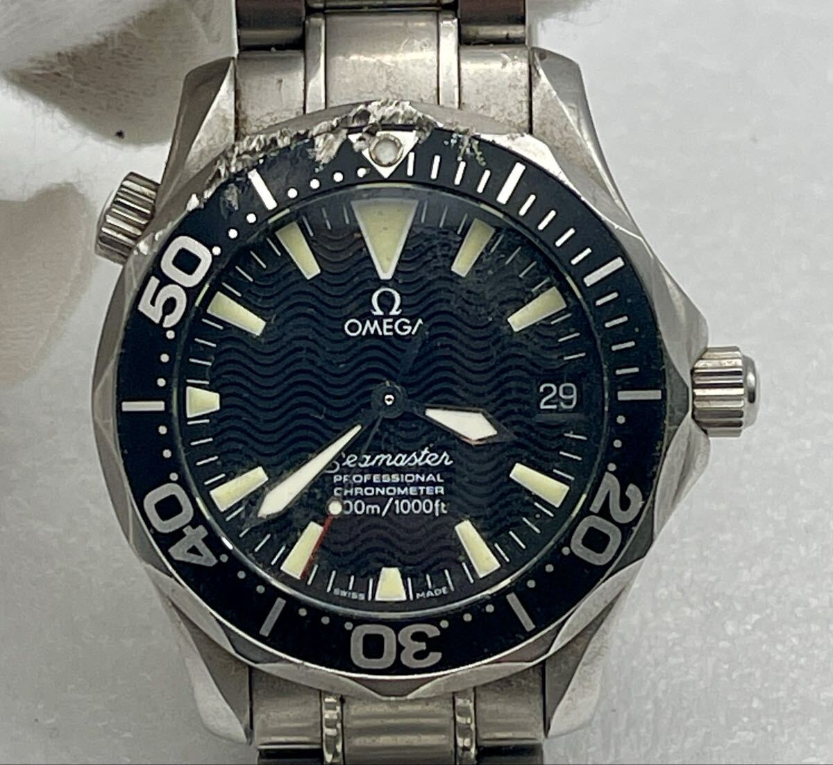 1円〜②【動作確認済み】稼働 OMEGA Seamaster professional 300M/1000ft 腕時計 シーマスター プロフェッショナル オメガ ケース付き_画像2