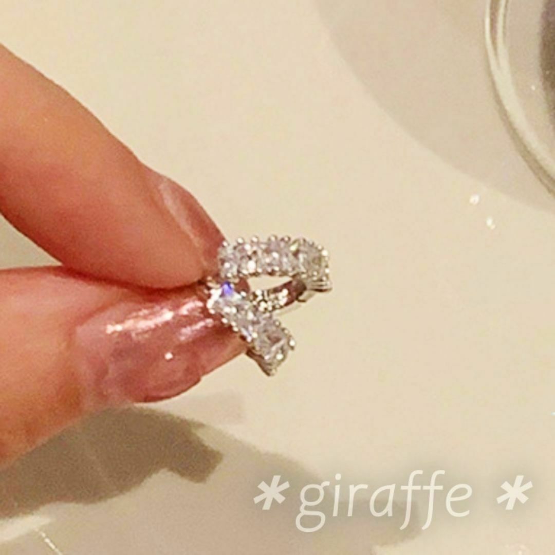 B585 匿名配送 リングピアス レディース スクエア ジルコニア s925 シルバー フープピアス_画像5