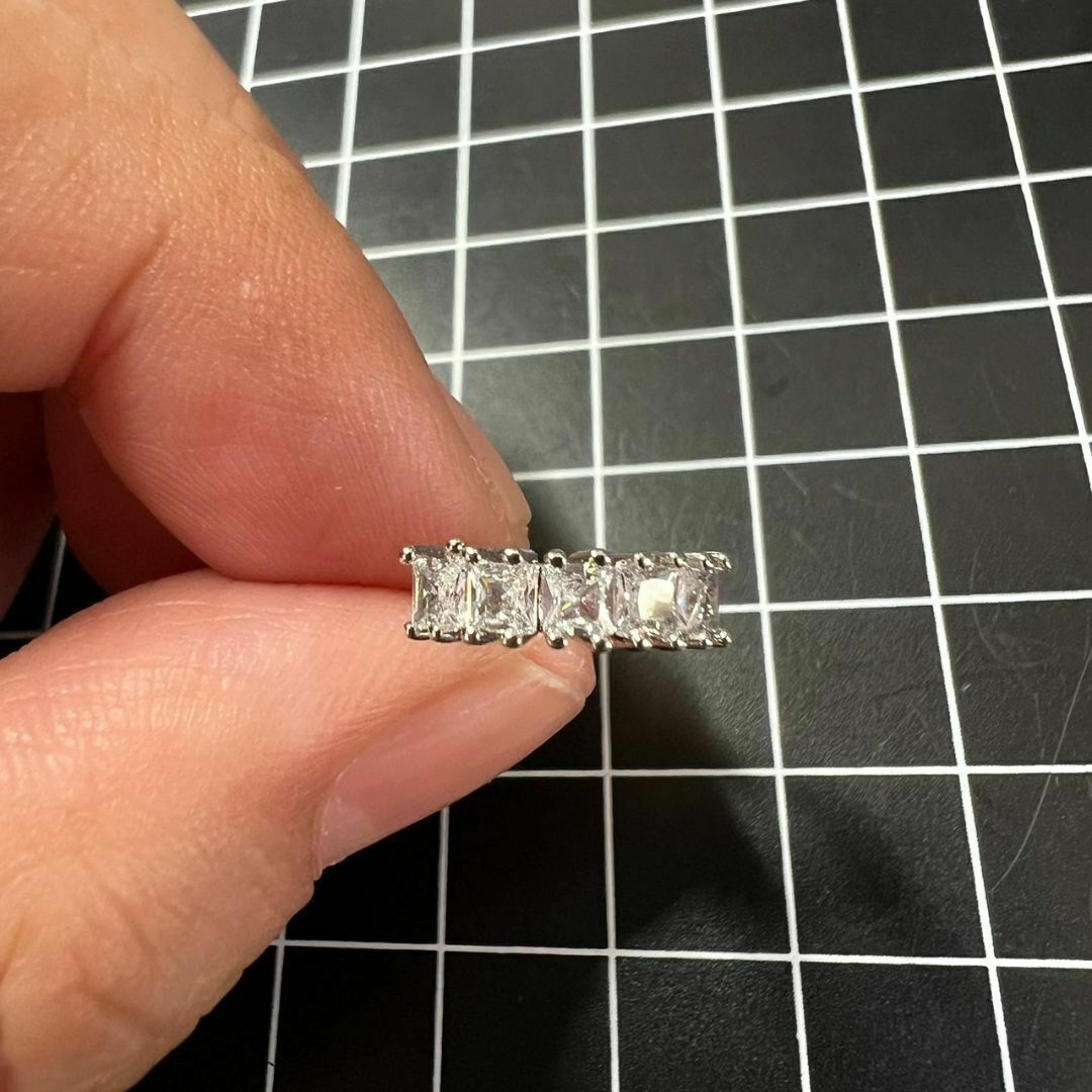 B585 匿名配送 リングピアス レディース スクエア ジルコニア s925 シルバー フープピアス_画像7