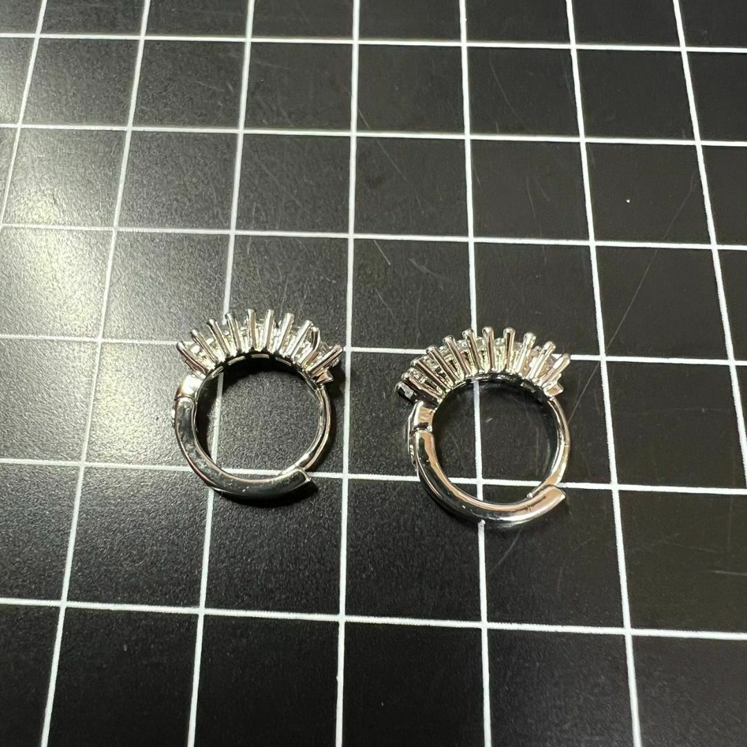 B585 匿名配送 リングピアス レディース スクエア ジルコニア s925 シルバー フープピアス_画像8