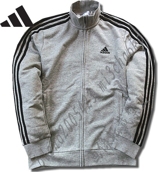 ■新品【adidas】アディダス ゴルフに最適 刺繍ロゴ フレンチテリー(裏毛) 3ライン トラックジャケット■GR/XXL(3L)_画像3