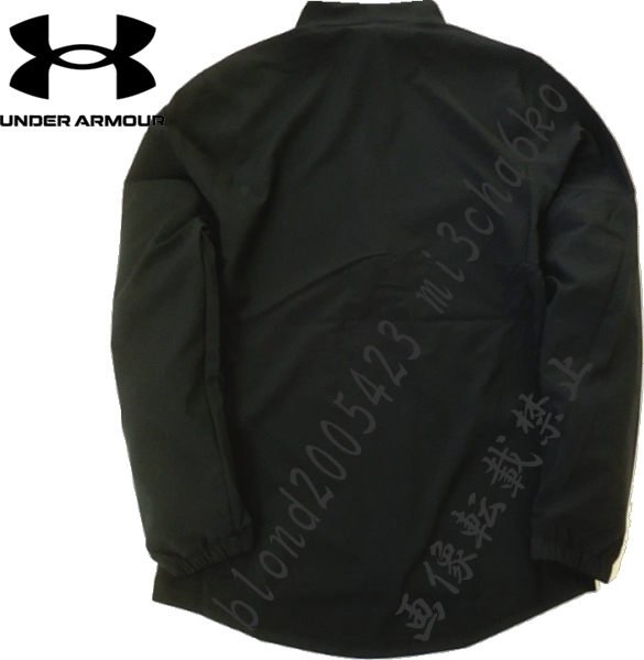 ■新品 【UNDER ARMOUR】アンダーアーマー ゴルフに最適 左腕BIGロゴ ウーブン フルZIPジャケット■BK/L_画像2