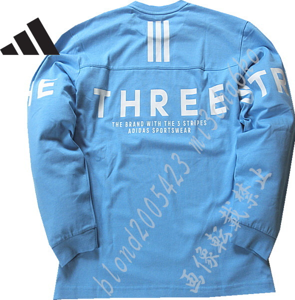 ■新品【adidas】アディダス ゴルフに最適 背面BIGロゴ ルーズフィット 速乾生地 クルーネック 長袖シャツ■BU/L_画像3