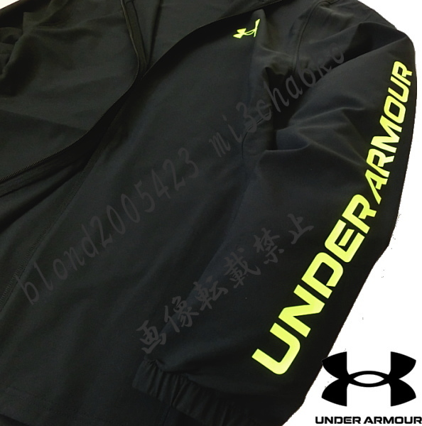 ■新品 【UNDER ARMOUR】アンダーアーマー ゴルフに最適 左腕BIGロゴ ウーブン フルZIPジャケット■BK/L_画像5