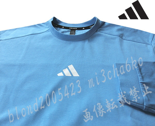 ■新品【adidas】アディダス ゴルフに最適 背面BIGロゴ ルーズフィット 速乾生地 クルーネック 長袖シャツ■BU/L_画像4