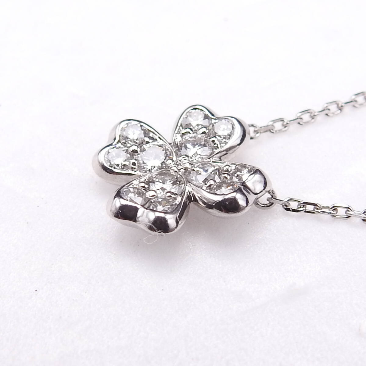 [ стандартный товар * подлинность гарантия ]VENDOME Aoyama Vendome Aoyama K18 белое золото бриллиант D0.32ct clover узор колье 