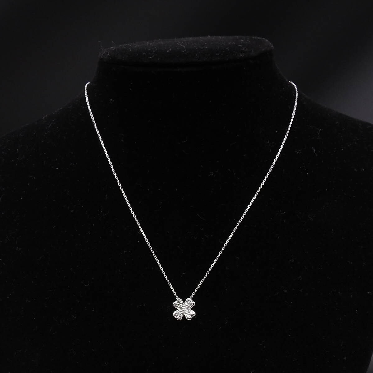 [ стандартный товар * подлинность гарантия ]VENDOME Aoyama Vendome Aoyama K18 белое золото бриллиант D0.32ct clover узор колье 