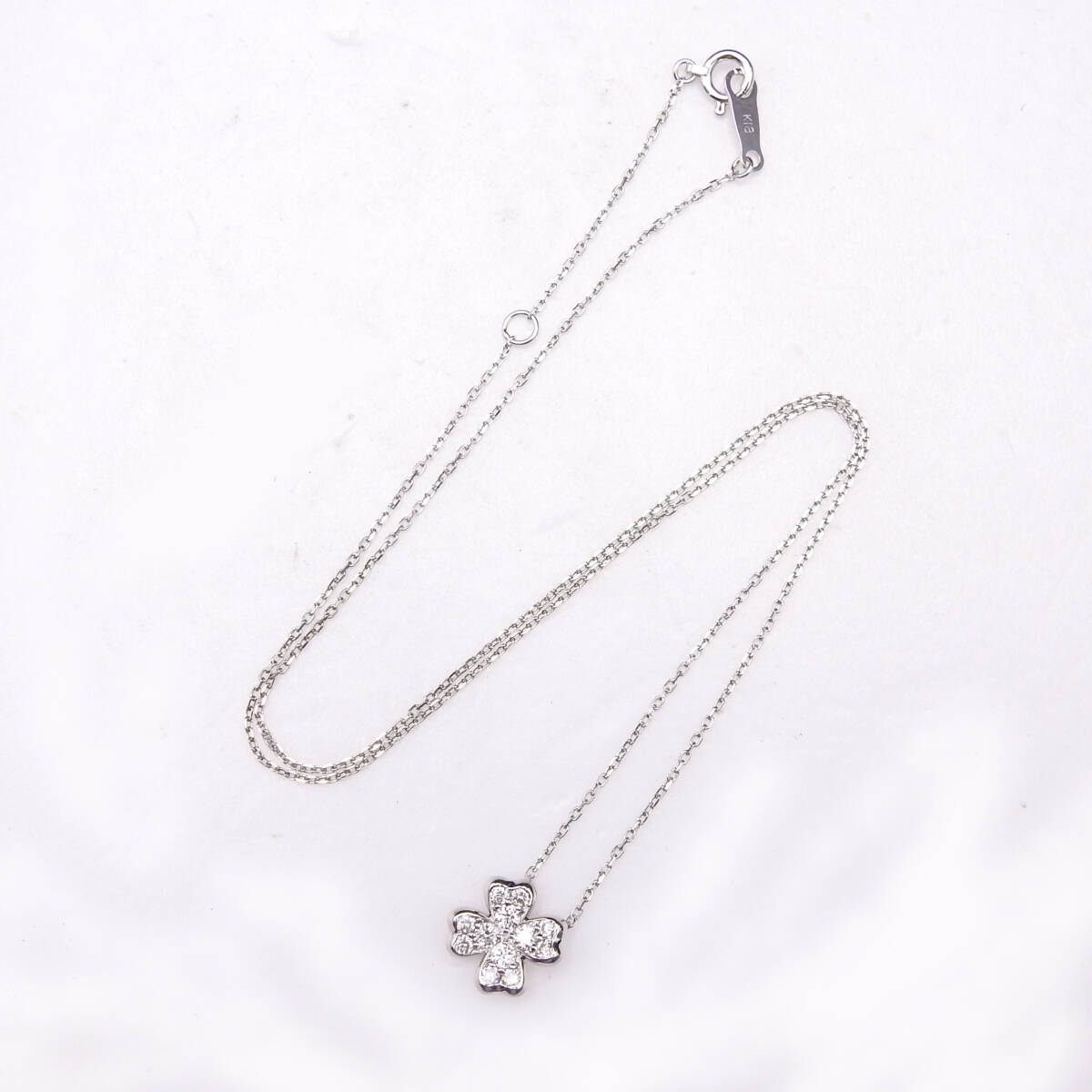 [ стандартный товар * подлинность гарантия ]VENDOME Aoyama Vendome Aoyama K18 белое золото бриллиант D0.32ct clover узор колье 