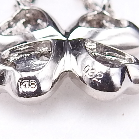 [ стандартный товар * подлинность гарантия ]VENDOME Aoyama Vendome Aoyama K18 белое золото бриллиант D0.32ct clover узор колье 