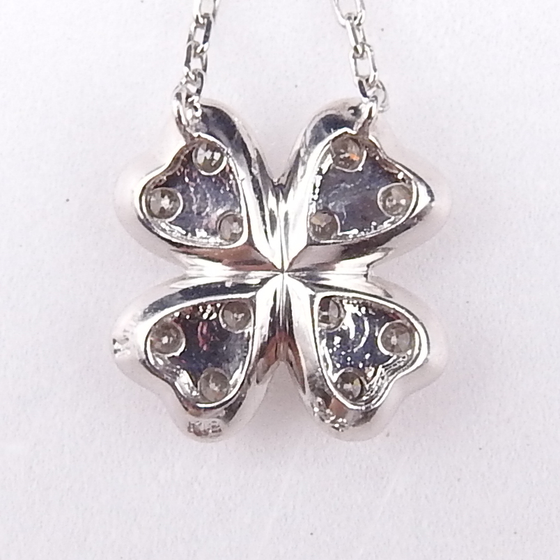 [ стандартный товар * подлинность гарантия ]VENDOME Aoyama Vendome Aoyama K18 белое золото бриллиант D0.32ct clover узор колье 