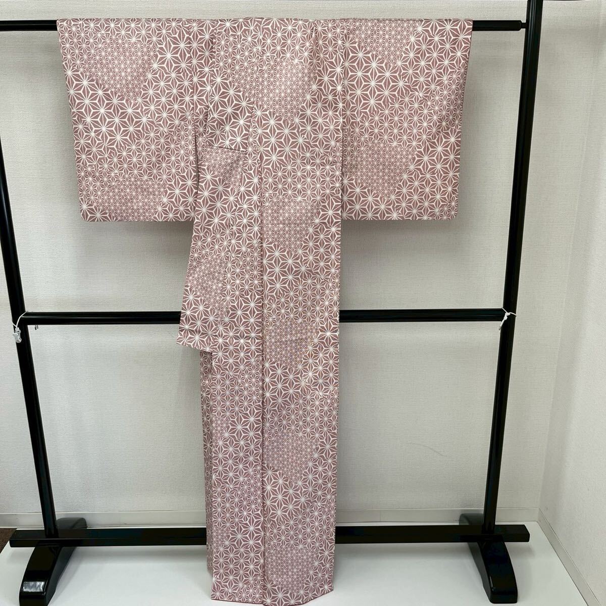 本場縞大島紬 正絹 麻の葉 寄せ柄 F-095_画像7