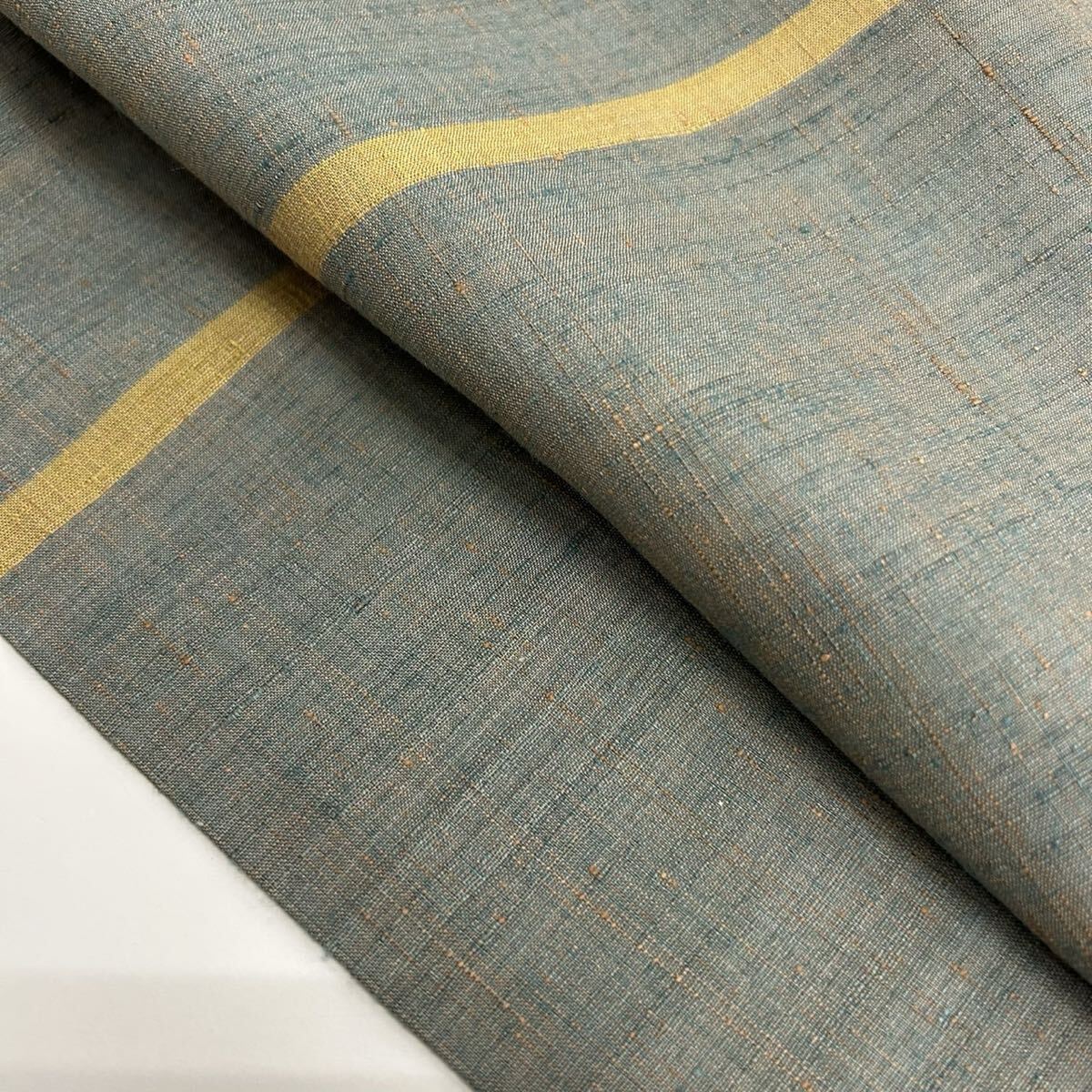 紬着物 正絹 横縞の絣柄 風合い良い節 真綿紬 F-251_画像8